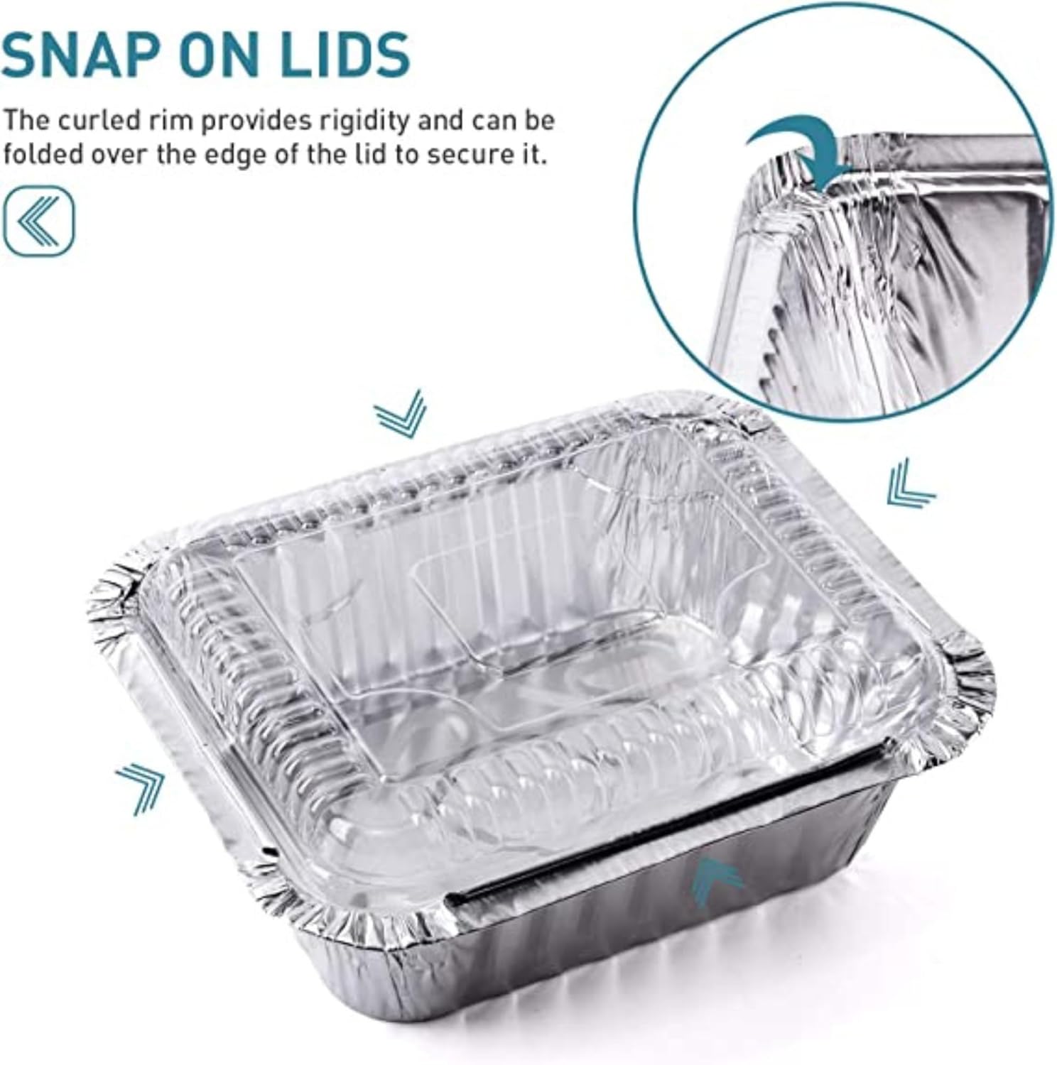 Baryah Silver Aluminum Foil Trays with Plastic Lids - Pack of 30, 500 ML | Disposable, Oven & Freezer Safe, Heavy Duty, Microwave Safe | Perfect for Baking, Freezing, Meal Prep, Takeout & Catering