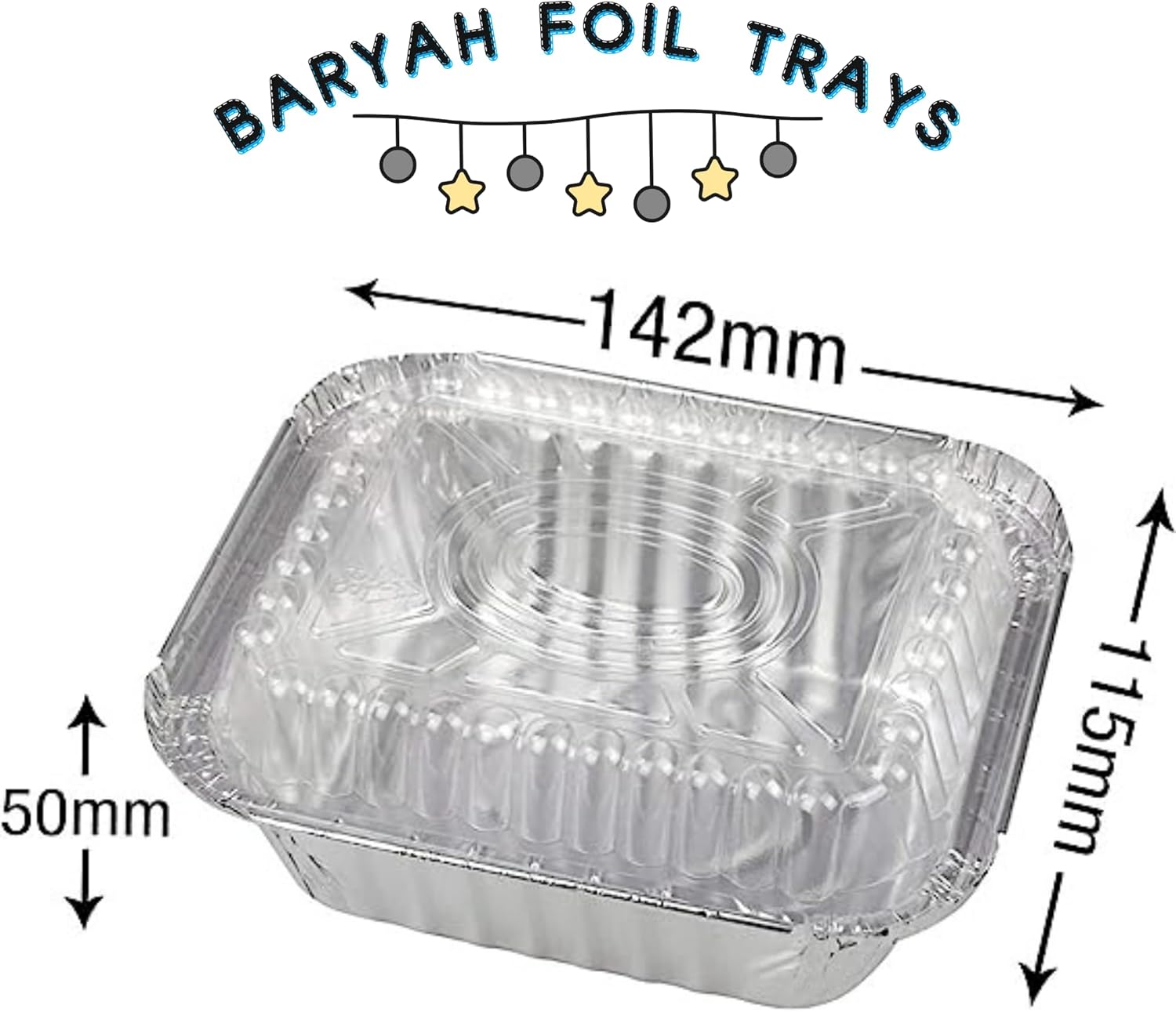 Baryah Silver Aluminum Foil Trays with Plastic Lids - Pack of 30, 500 ML | Disposable, Oven & Freezer Safe, Heavy Duty, Microwave Safe | Perfect for Baking, Freezing, Meal Prep, Takeout & Catering
