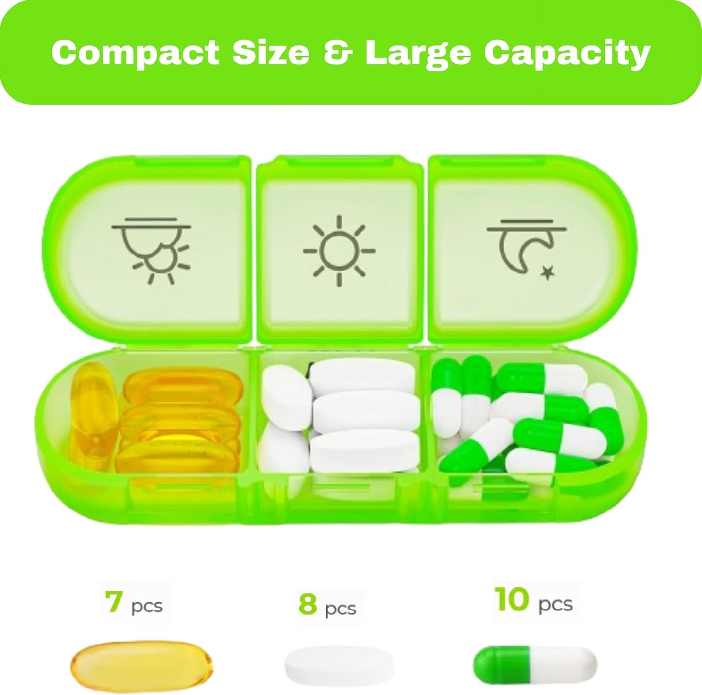 Baryah Weekly Pill Box Organizer with Cutter, Portable Pill Boxes 7 Day 3 Times A Day, 7 Day Tablet Organizer with Large Separate Compartments to Hold Medication, Vitamins, Fish Oil and Supplement