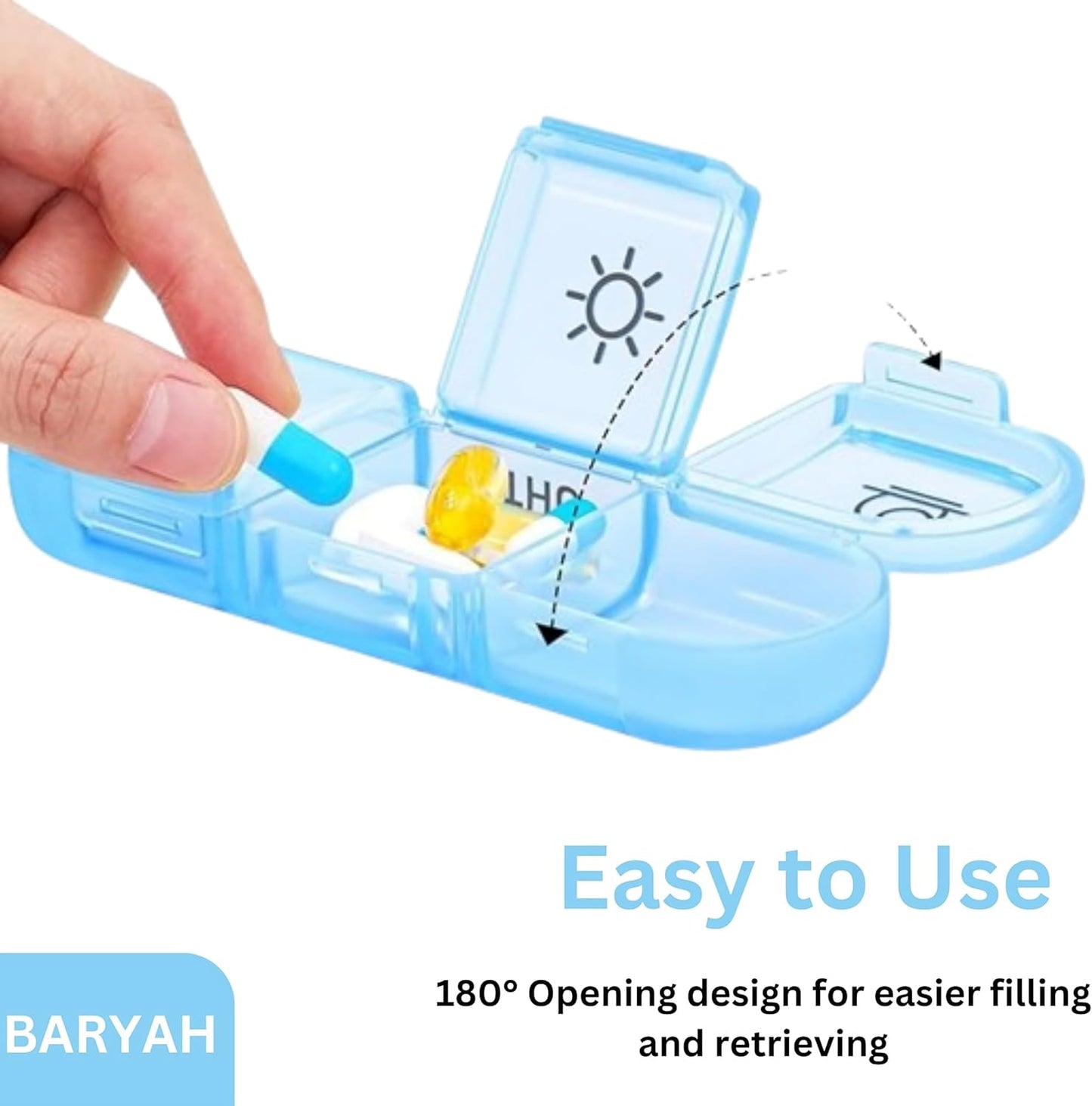Baryah Weekly Pill Box Organizer with Cutter, Portable Pill Boxes 7 Day 3 Times A Day, 7 Day Tablet Organizer with Large Separate Compartments to Hold Medication, Vitamins, Fish Oil and Supplement