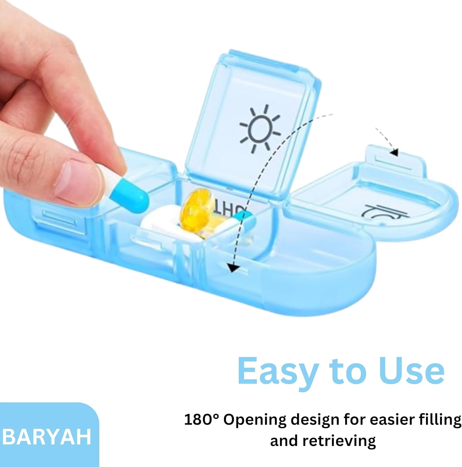 Baryah Weekly Pill Box Organizer with Cutter, Portable Pill Boxes 7 Day 3 Times A Day, 7 Day Tablet Organizer with Large Separate Compartments to Hold Medication, Vitamins, Fish Oil and Supplement