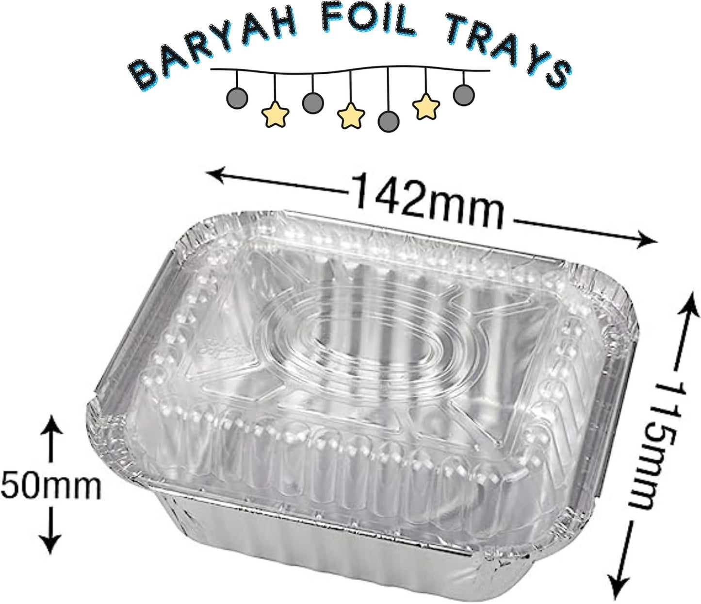 Baryah Silver Aluminum Foil Trays with Plastic Lids - Pack of 30, 500 ML | Disposable, Oven & Freezer Safe, Heavy Duty, Microwave Safe | Perfect for Baking, Freezing, Meal Prep, Takeout & Catering