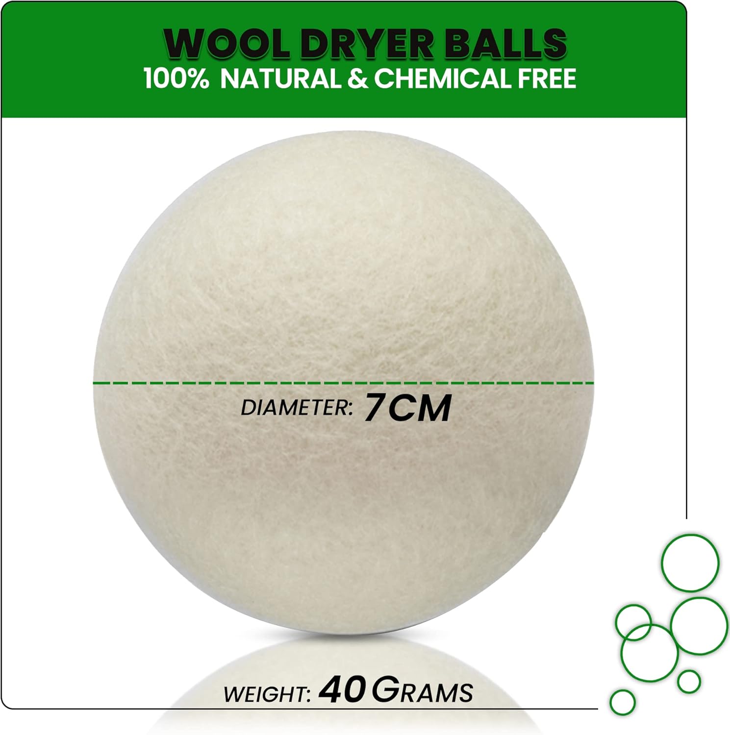 BARYAH Wool Dryer Balls,Pack of 8 Natural Fabric Softener 100% Organic Premium XL New Zealand Wool, Reusable, Reduces Clothing Wrinkles and Baby Safe, Saving Energy & Time