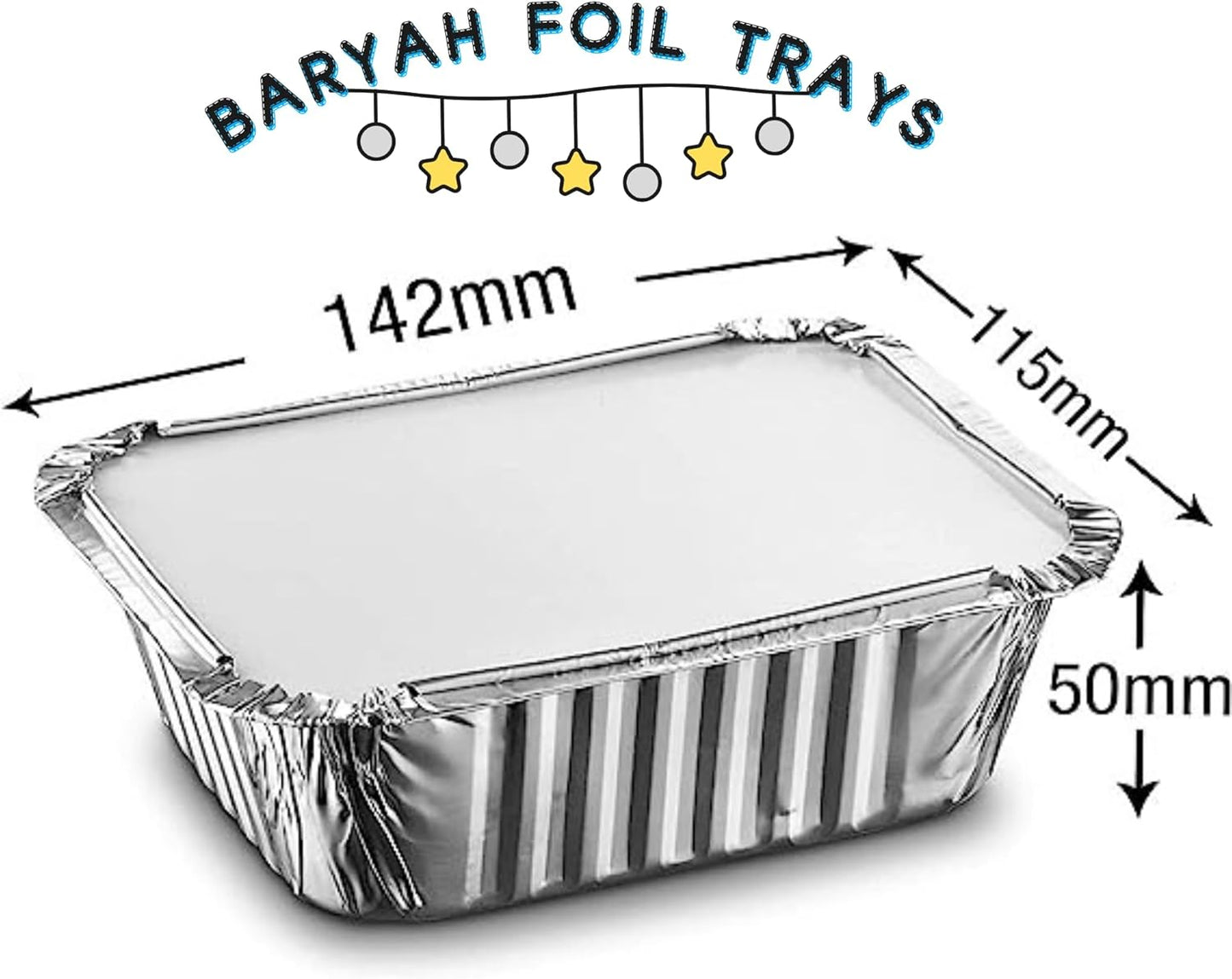 Baryah Foil Trays with Paper Lids, Pack of 30 | 500ML Storage Capacity | Disposable Aluminum Food Containers for Baking, Freezing, and Catering | Heavy Duty, Oven Safe, and Recyclable