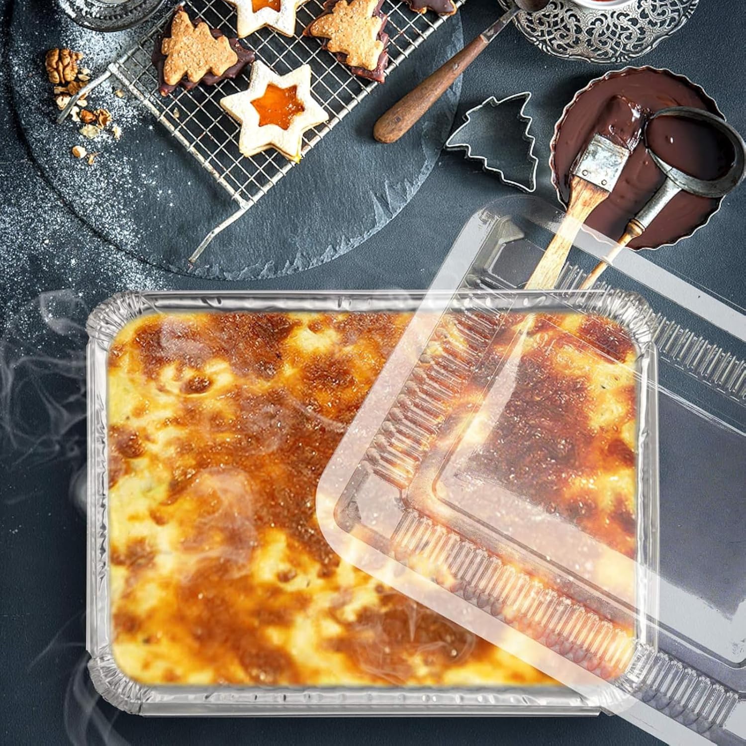 Baryah Silver Aluminum Foil Trays with Plastic Lids - Pack of 30, 500 ML | Disposable, Oven & Freezer Safe, Heavy Duty, Microwave Safe | Perfect for Baking, Freezing, Meal Prep, Takeout & Catering